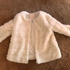 2T White Faux Fur Jacket